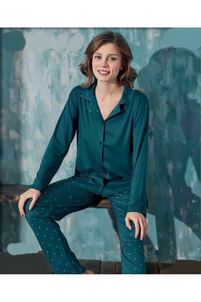 Mihra Stil Mihra 50901 Set de pijamale de iarnă pentru femei Milan, cu nasturi în față