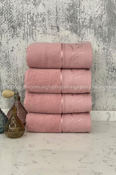 Özdilek Ditsy Hand-Face Towel 4 Pieces - Pink