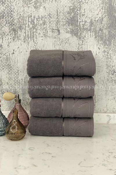 Özdilek Ditsy Hand-Face Towel 4 Pieces-Anthracite