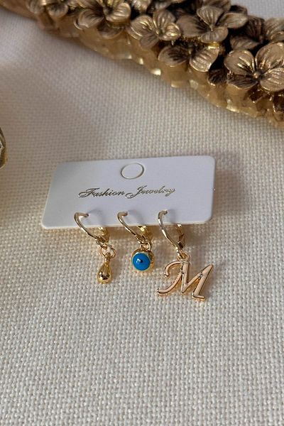 Trendy Butik يمكن اختيار مجموعة أقراط الحرف مع قطرة وعين الشر