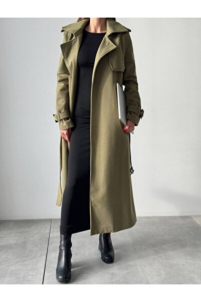 hillone Svrchní kabát s dlouhým páskem