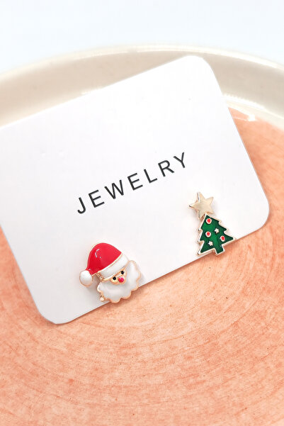 BearPear Yılbaşı Konsept Küpe Kokina Ve Ren Geyiği 2'li Kadın Küpe Set