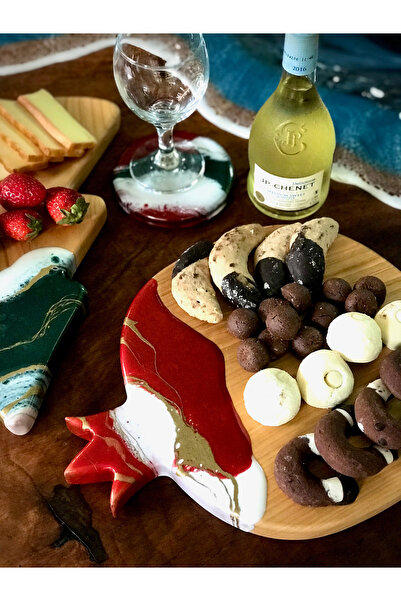 Genel Markalar Nar Ahşap Resin Art Epoksi Sunum Tabağı