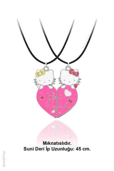 BP Tattoo Hello Kitty Mıknatıslı Best Friends Kolye Bff Arkadaşlık Çift Kolye
