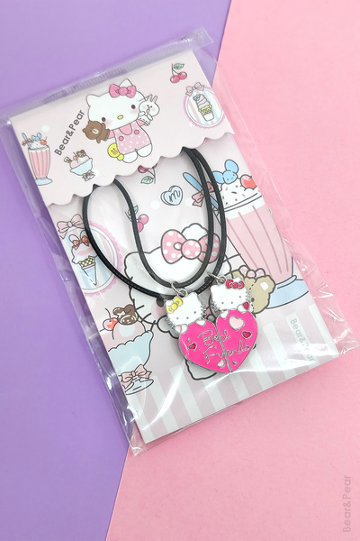 BP Tattoo Hello Kitty Mıknatıslı Best Friends Kolye Bff Arkadaşlık Çift Kolye
