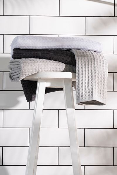 GOSER 100% Cotton Waffle Anthracite Gray 2-Piece Bath Towel Set - 80x150 Cm Bathroom and 50x80 Cm Hair Towel