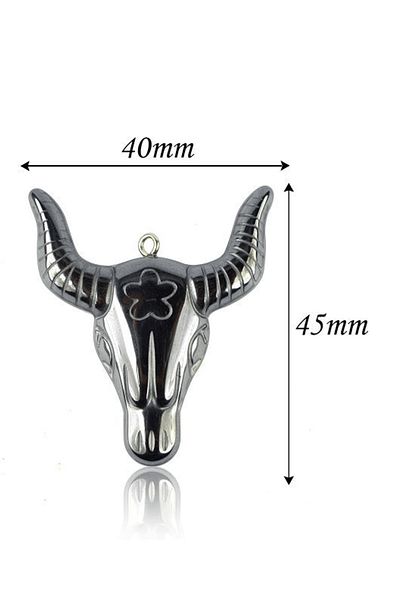 Tesbih Atölyesi Certified AAA+ Bull Head Model Natural Stone Hematite Stone Necklace