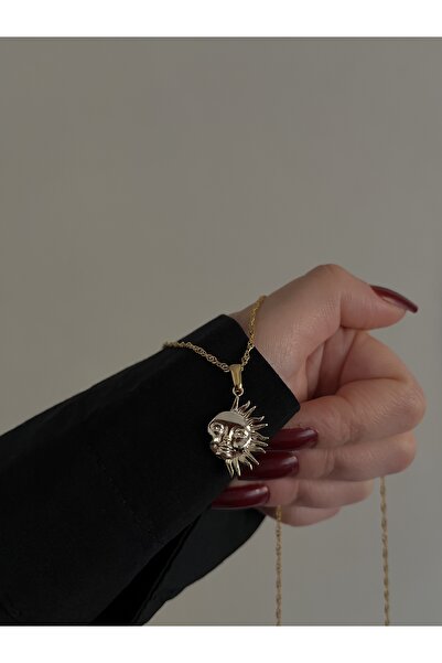 Alya Jewelry قلادة الشمس الذهبية الفولاذية