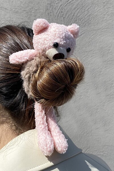 Gökkuşağı Accessories Kahverengi Peluş Detaylı Ayıcık Figürlü Simit Toka