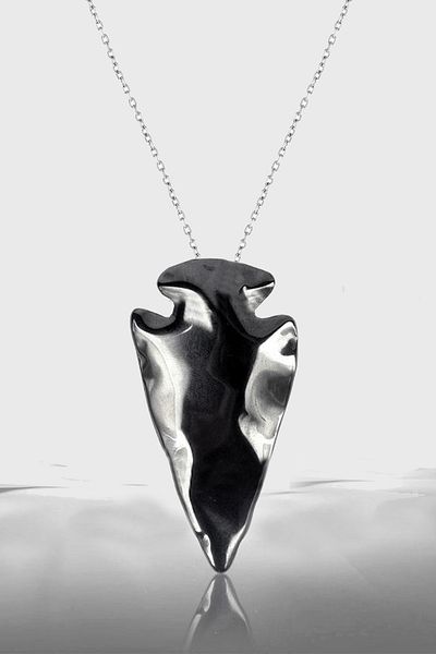 Tesbih Atölyesi Certified AAA+ Arrowhead Model Natural Stone Hematite Stone Necklace