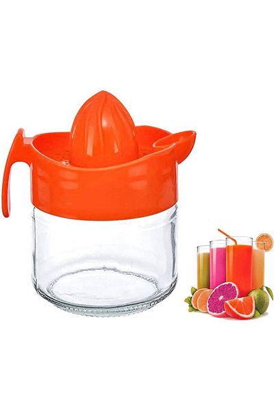 EbruliHomeArt Glass Lemon Citrus Juicer with Chamber 400 ML Orange