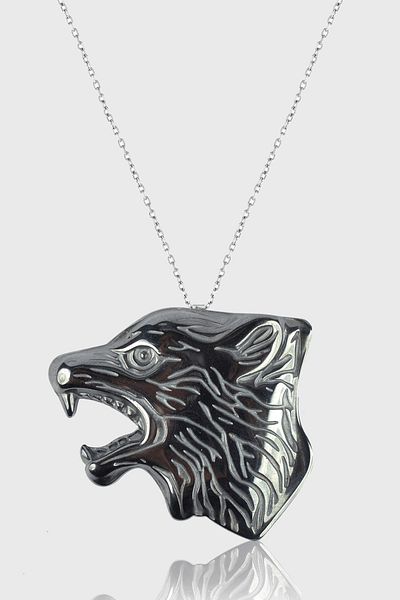 Tesbih Atölyesi Certified AAA+ Wolf Model Natural Stone Hematite Stone Necklace
