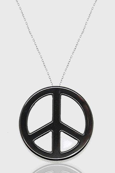 Tesbih Atölyesi Certified AAA+Peace Symbol Model Natural Stone Hematite Stone Necklace