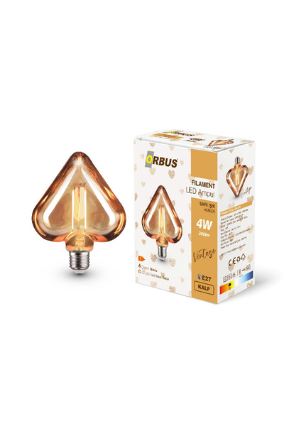 ORBUS Kalp Filament Led Ampul Amber E27 360Lm
