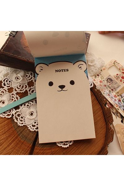 TRENDİN YOLU White Teddy Bear Patterned Notepad Postit 50 Sheets Tt