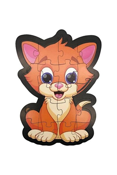 Genel Markalar Ahşap Kedi Puzzle 19 Parça Arka Yüzü Hikayeli Yapboz