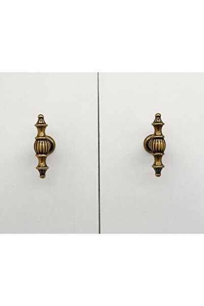 KOLDOOR Şehzade Antik Sarı Mobilya Dolap Mutfak Çekmece Kulpu Düğme 10 Adet