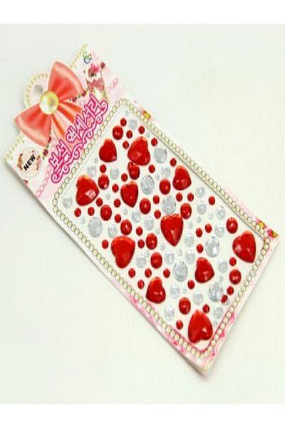 Kazanabil ADHESIVE CRYSTAL APPEARANCE HEART DECORATION STONE RED