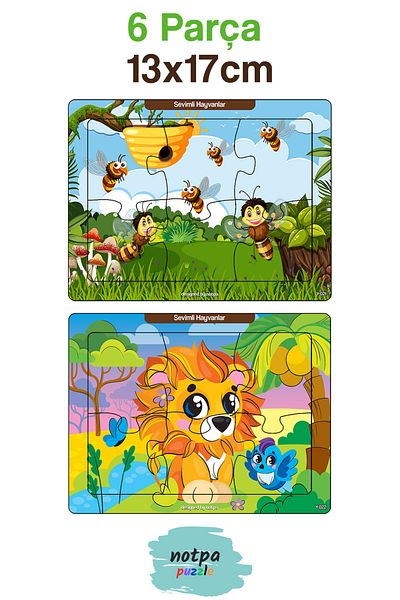 kutuTR 13X17 Colorful 6 Piece Wooden Puzzle - Educational and Tutorial, for Children - 603
