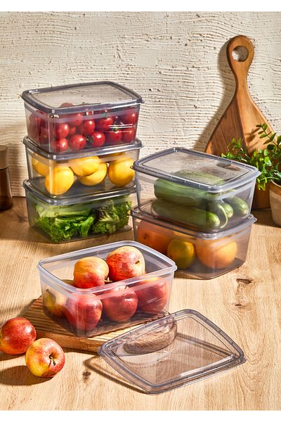 Bayev 4 Pieces Huge Smoked 2 LT Refrigerator Storage Container - Vegetable Box Suitable for Deep Freezer
