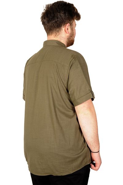 ModeXL Λινό λύκρα πουκάμισο Mode Xl μεγάλου μεγέθους με τσέπη 20389