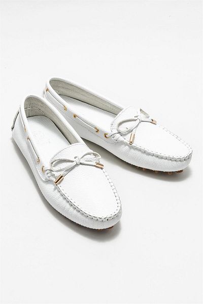Elle Shoes White Leather Casual Shoes