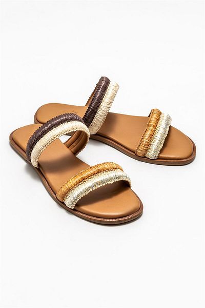 Elle Shoes Beige Women's Flat Slippers