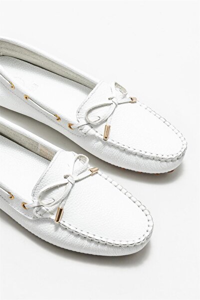 Elle Shoes White Leather Casual Shoes