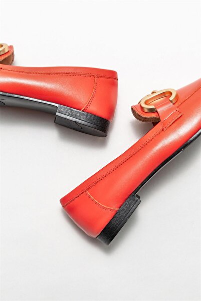 Elle Shoes Kırmızı Deri Kadın Loafer