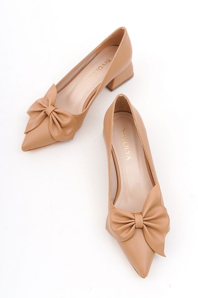 DİVOLYA Camila Nude Bow (4cm) Toc ascuțit