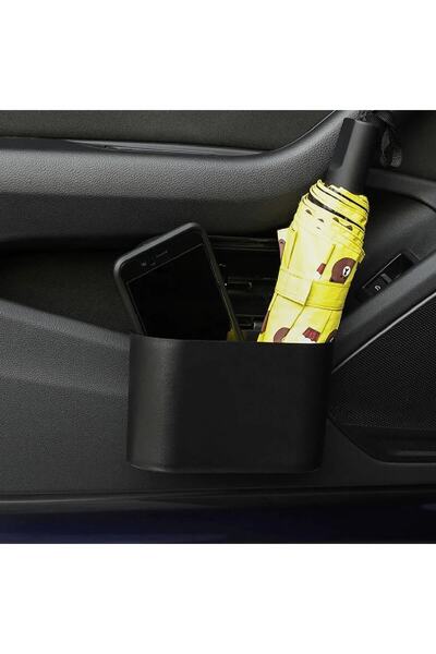 MeyZone Auto Car Trash Bin Organizer Dustbin with Lid Black