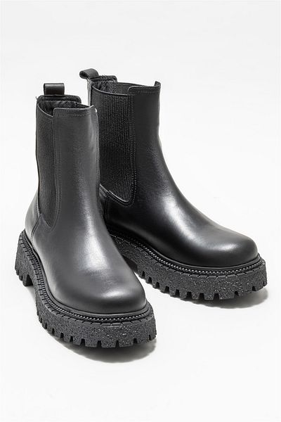Elle Shoes Μαύρα Δερμάτινα Γυναικεία Casual Μποτάκια