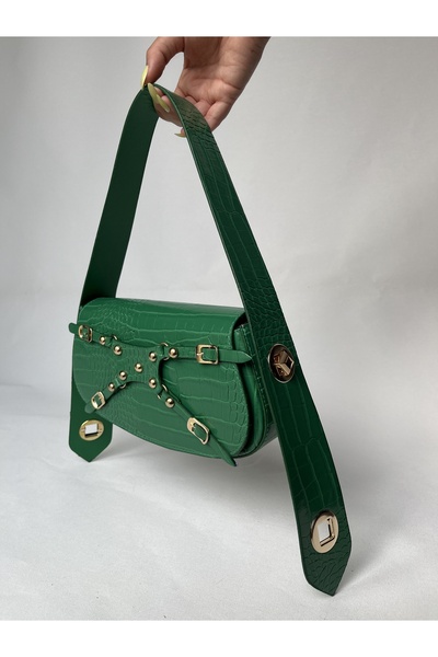 melecco حقيبة يد وكتف نسائية بمقبض قابل للتعديل من طراز التمساح الأخضر Manc، ...