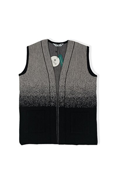 Uludağ Triko Жіночий чорний візоновий сезонний в'язаний жилет з кишенями