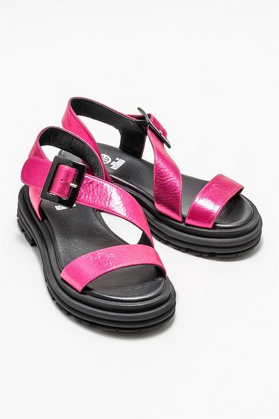 Elle Shoes Fuchsia Leather Women's Sports Sandals