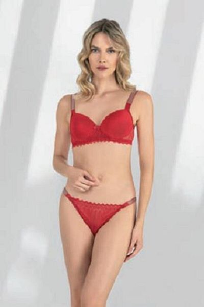 Fabony Lace Stoned Supported Bra Panties Set 4220