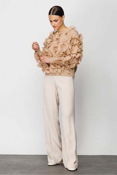 Nefeli Crepe Fabric Wide Leg Trousers