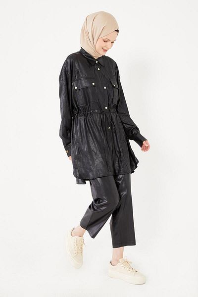 Levidor Black Gathered Waist Sports Set