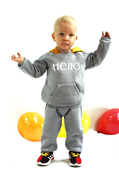 Julayla Cute Embossed Printed Hooded 3 Thread Double Baby Set