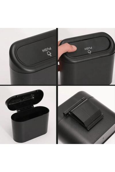 MeyZone Auto Car Trash Bin Organizer Dustbin with Lid Black