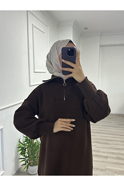 Arden Scarf Πλεκτό φόρεμα με φερμουάρ Bitter Brown