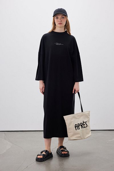 Manuka OVERSIZE LANGES, KOMFORTABLES KLEID SCHWARZ