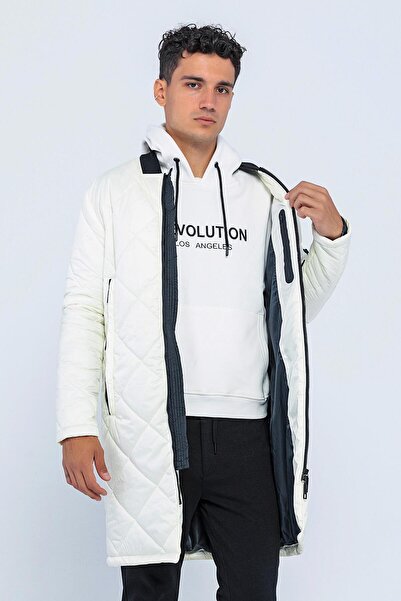 Cekmon Erkek Regular Fit Kışlık Çok Cepli Çift Yön Fermuarlı Bomber Yaka Uzun Kapitone Şişme Mont