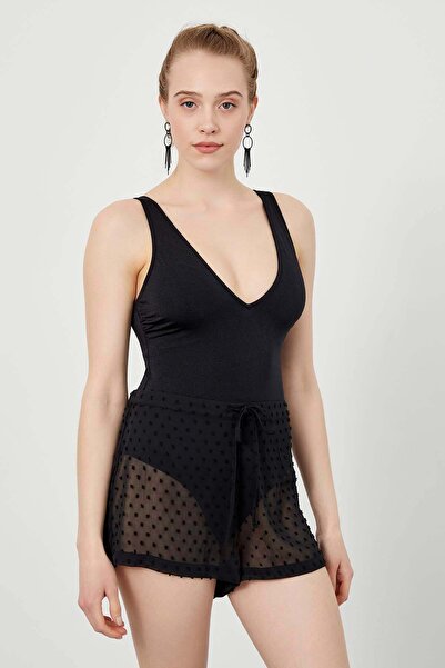 Just Like You Siyah Puantiyeli Transparan Kadın Şort