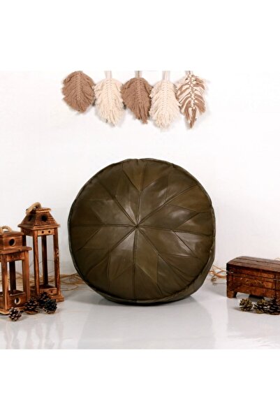 Ottoman Pouffe Dolgulu ! Art Deco El Yapımı Hakiki Deri Orijinal Ottoman Yeşi...