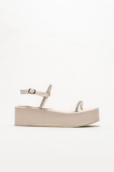 Elle Shoes Beige Women's Heeled Sandals