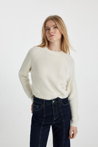 DeFacto Cool Regular Fit Crew Neck Základní hladký pletený svetr L2567Az23Wn