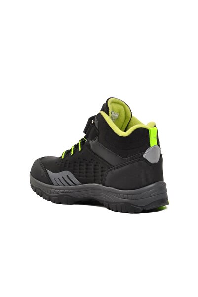 pepino 1391-f Μαύρες-φωσφόρος κίτρινες παιδικές μπότες εξωτερικού χώρου με φλις εσωτερικά