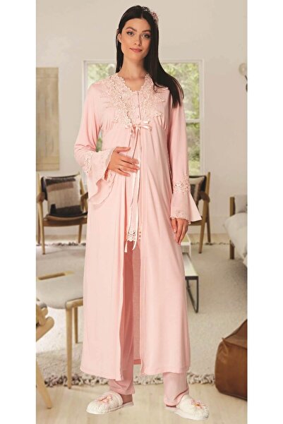 Mecit Pijama Καρπέντιεμ Λ.ρ. 1517 Σετ Πιτζάμες Μητρότητας με Πρωινό - Εκρού