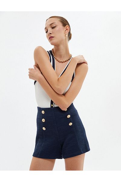 Koton Pantaloni scurti din Tweed Fustă Nasturi Aurii Talie normală
